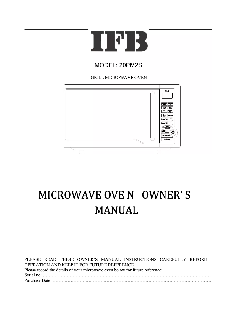 Página 1 del manual Manual de usuario IFB 20PM2S