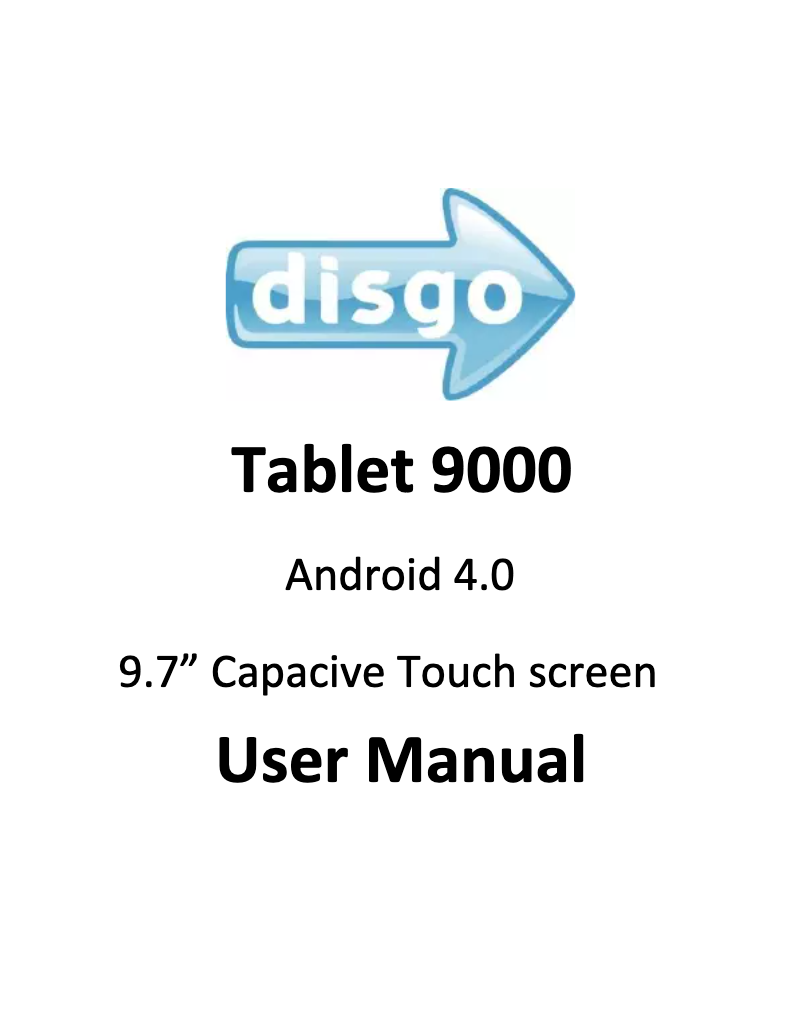 Page n°1 - Manuel utilisateur Disgo Tablet 9000