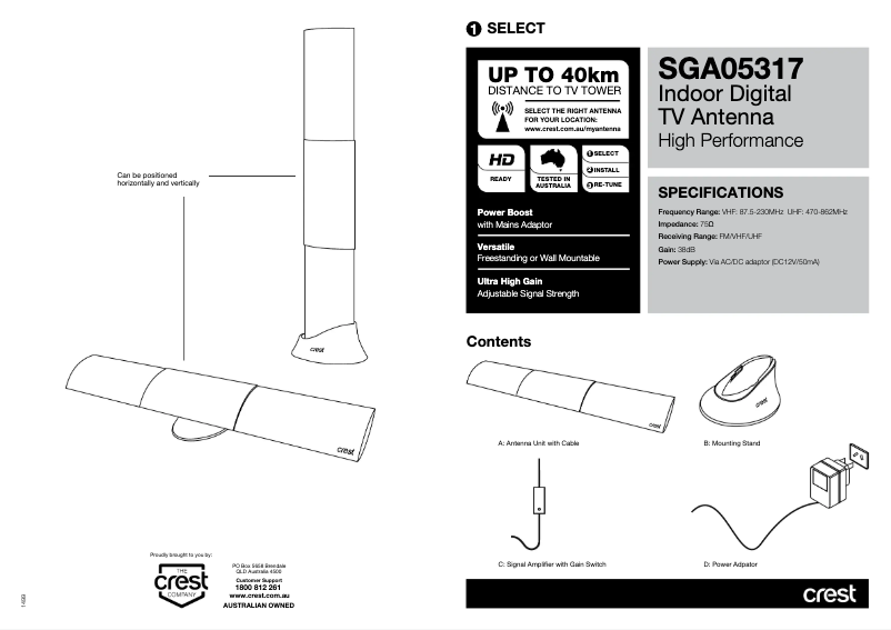 Page n°1 - Manuel utilisateur Crest SGA05317