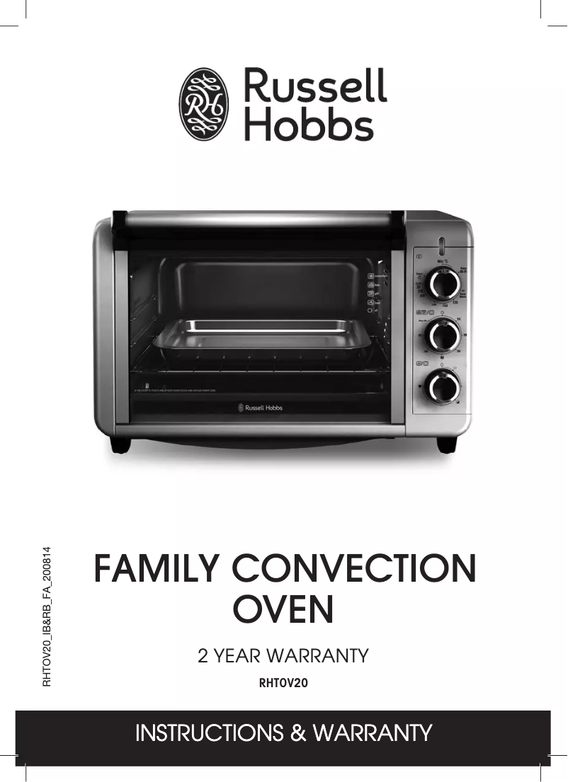 Page 1 de la notice Manuel utilisateur Russell Hobbs RHTOV20