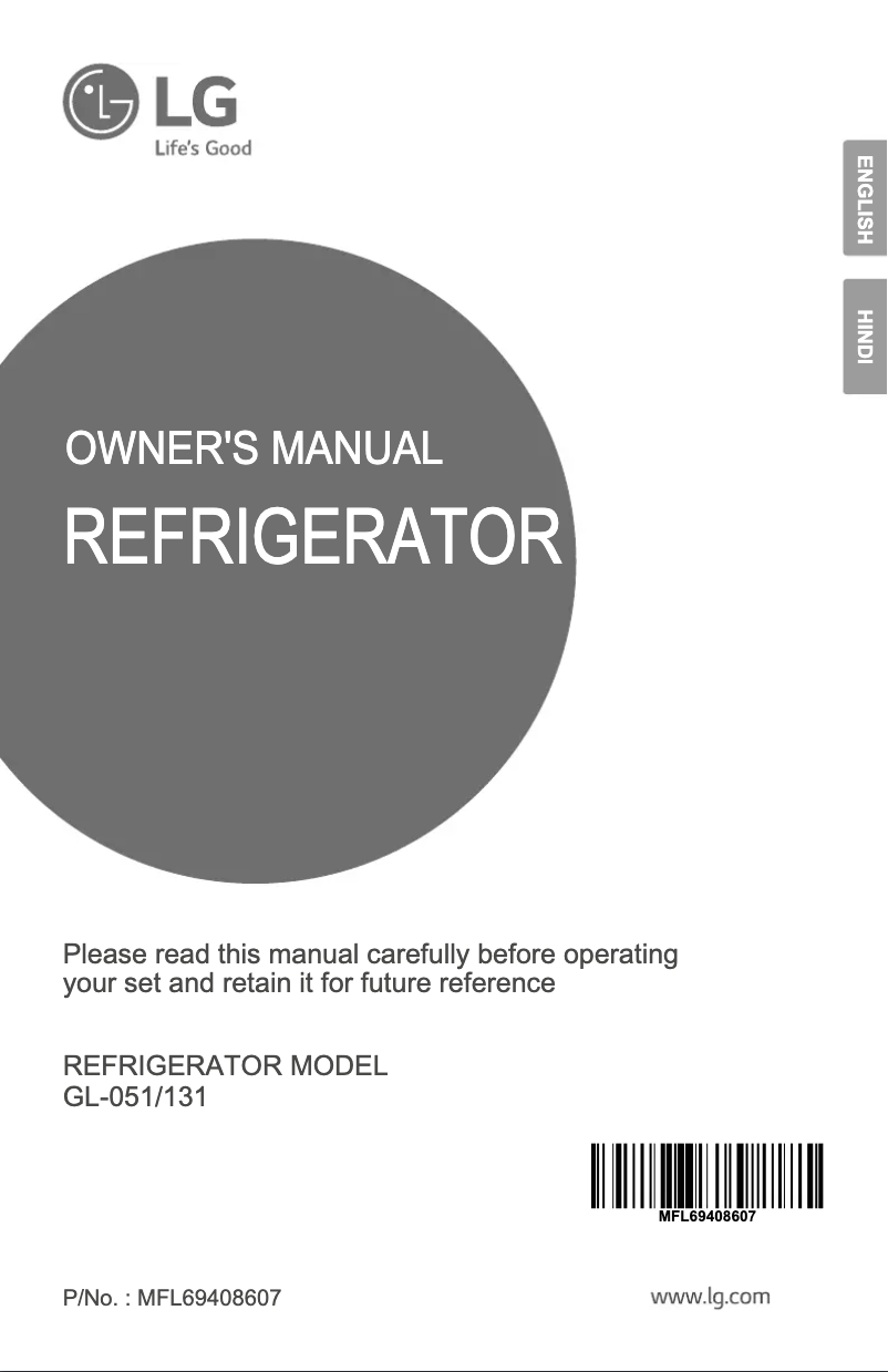 Page 1 de la notice Manuel utilisateur LG GL-B131RDSV