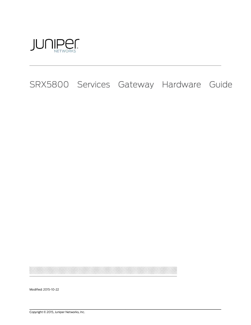 Page 1 de la notice Manuel utilisateur Juniper SRX5800