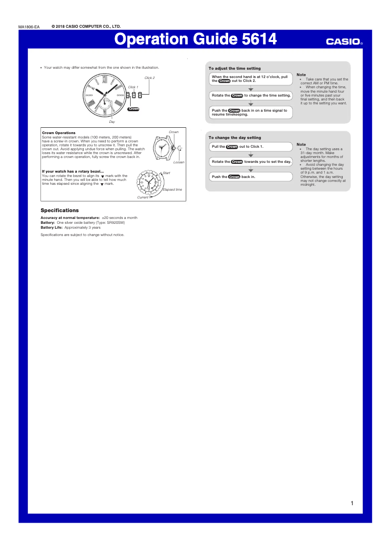 Page 1 de la notice Manuel utilisateur Casio Sheen SHE-3066PGL-4AUEF