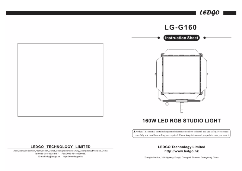 Page 1 de la notice Manuel utilisateur Ledgo LG-G160