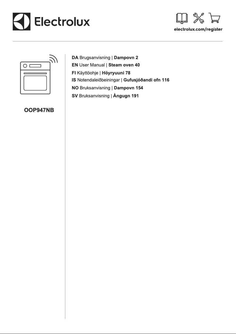 Page n°1 - Manuel utilisateur Electrolux OOP947NB
