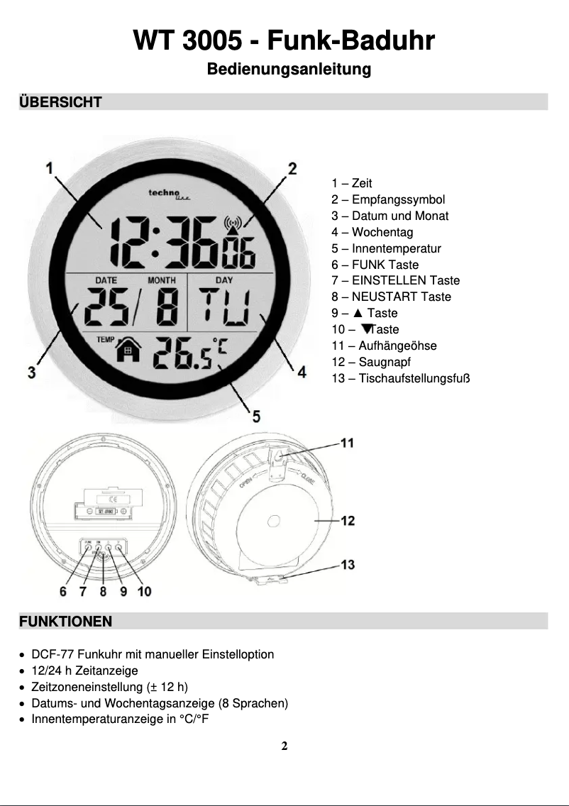 Image de la première page du manuel de l'appareil WT 3005