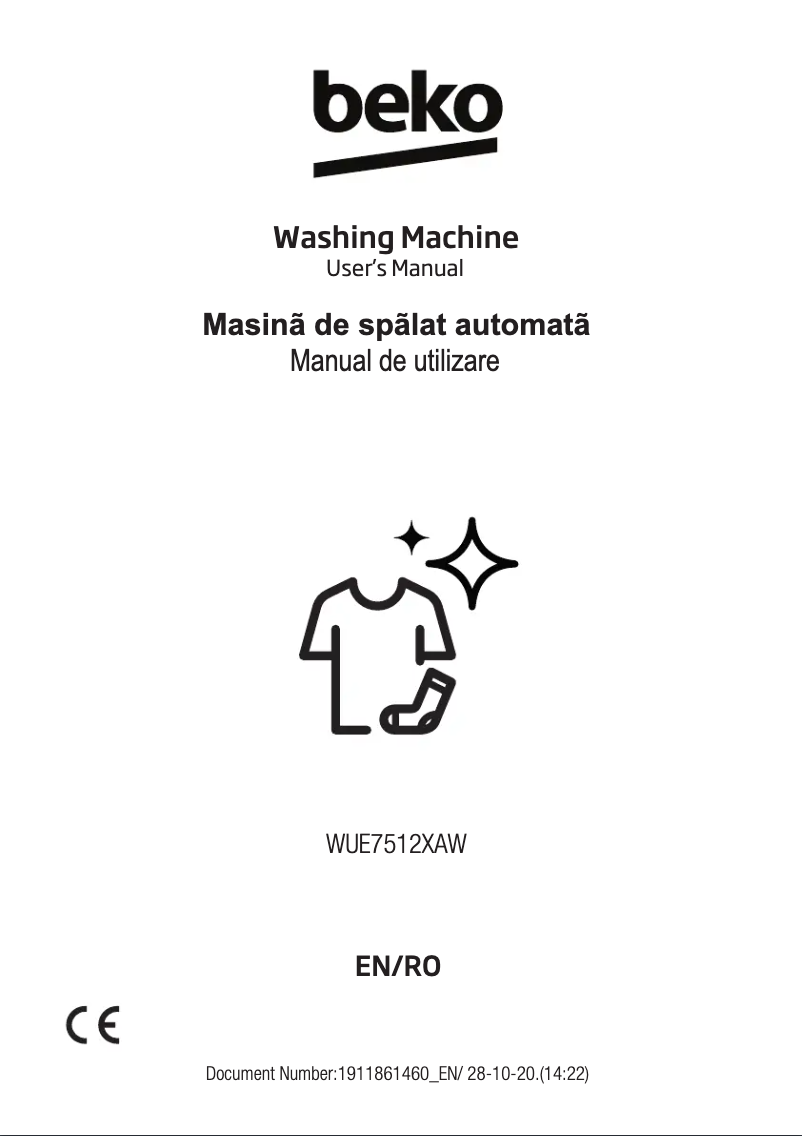 Page 1 de la notice Manuel utilisateur Beko WUE7512XAW