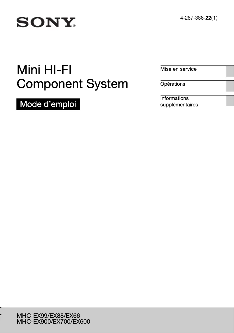 Image de la première page du manuel de l'appareil MHC-EX900