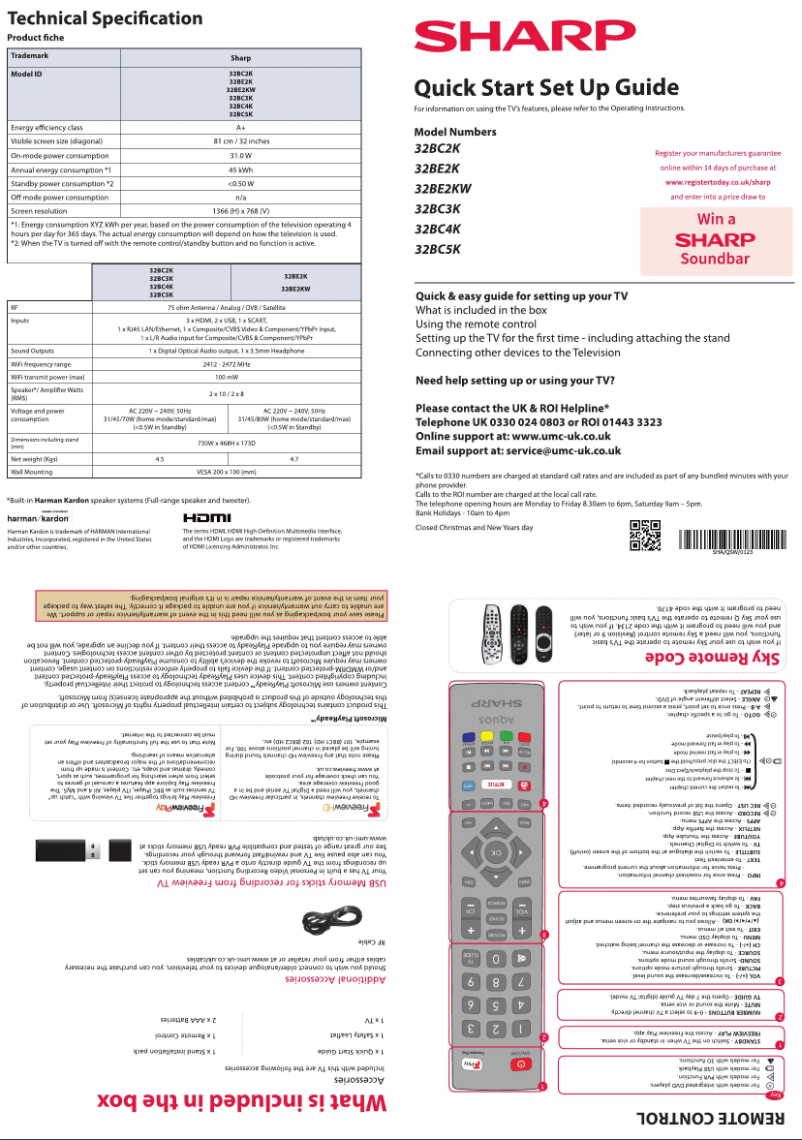 Page n°1 - Guide de démarrage rapide Sharp 32BC4K