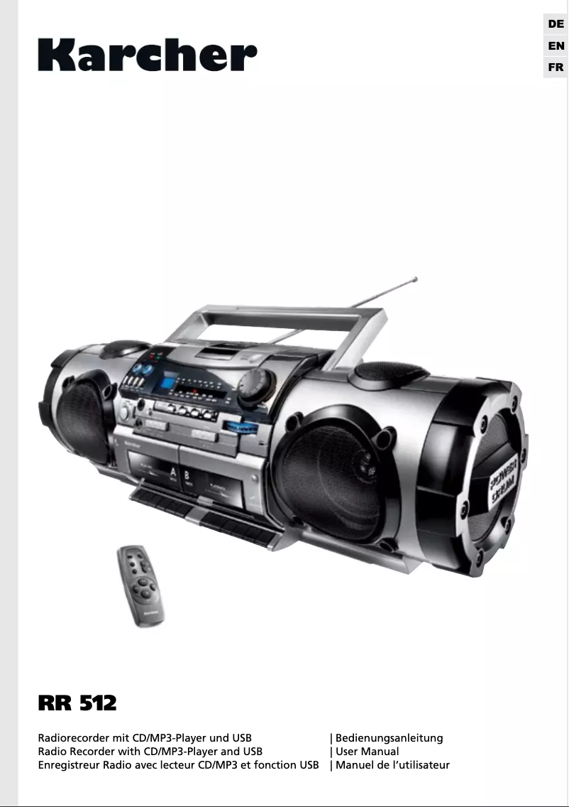 Page 1 de la notice Manuel utilisateur Karcher Audio RR 512