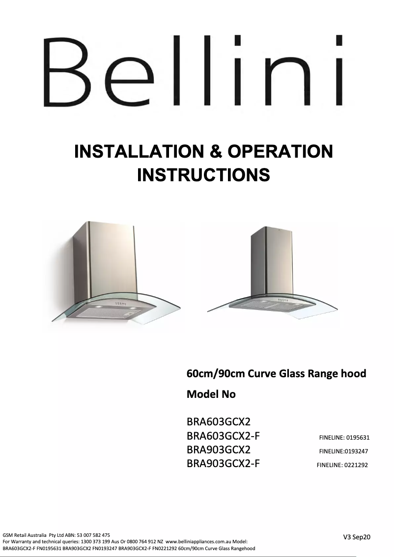 Image de la première page du manuel de l'appareil BRA903GCX2