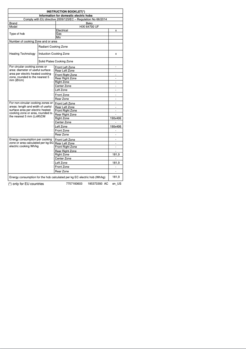 Image de la première page du manuel de l'appareil HIXI 64700 UF