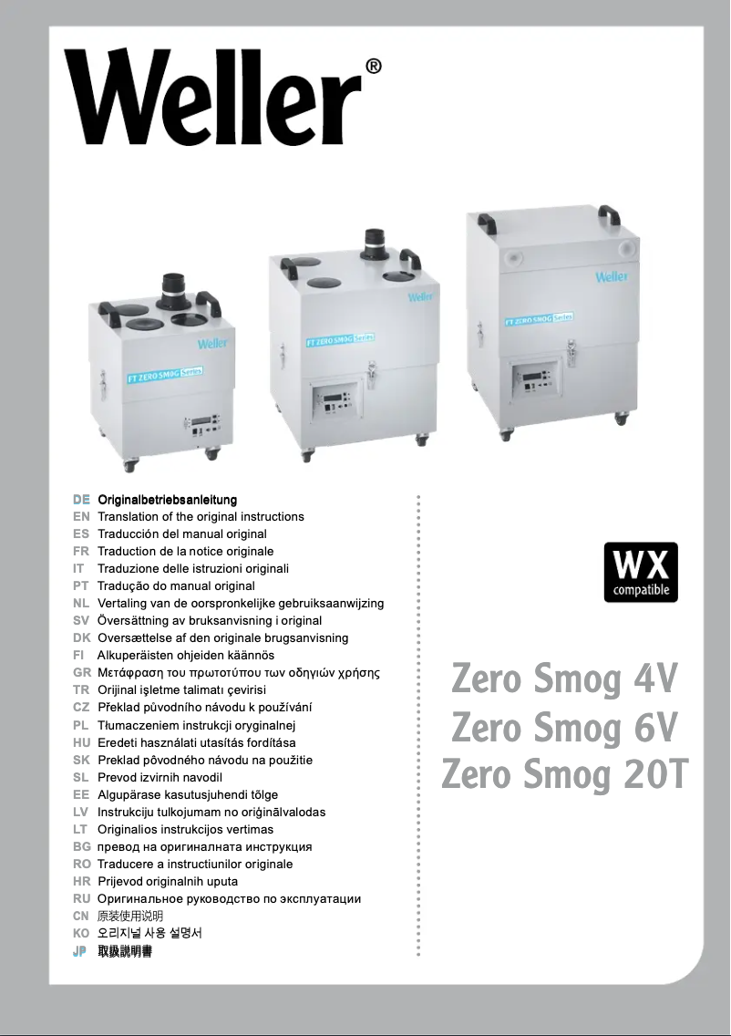 Image de la première page du manuel de l'appareil Zero Smog 20T