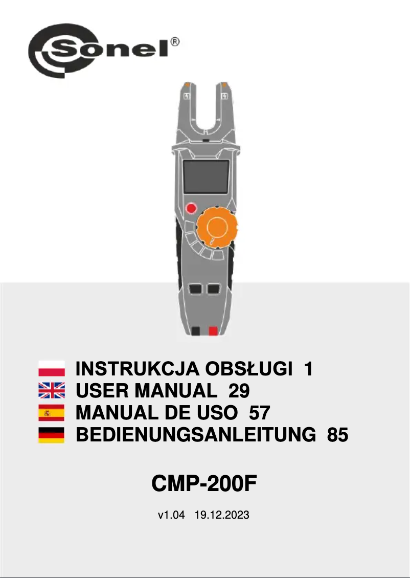 Page 1 de la notice Manuel utilisateur Sonel CMP-200F