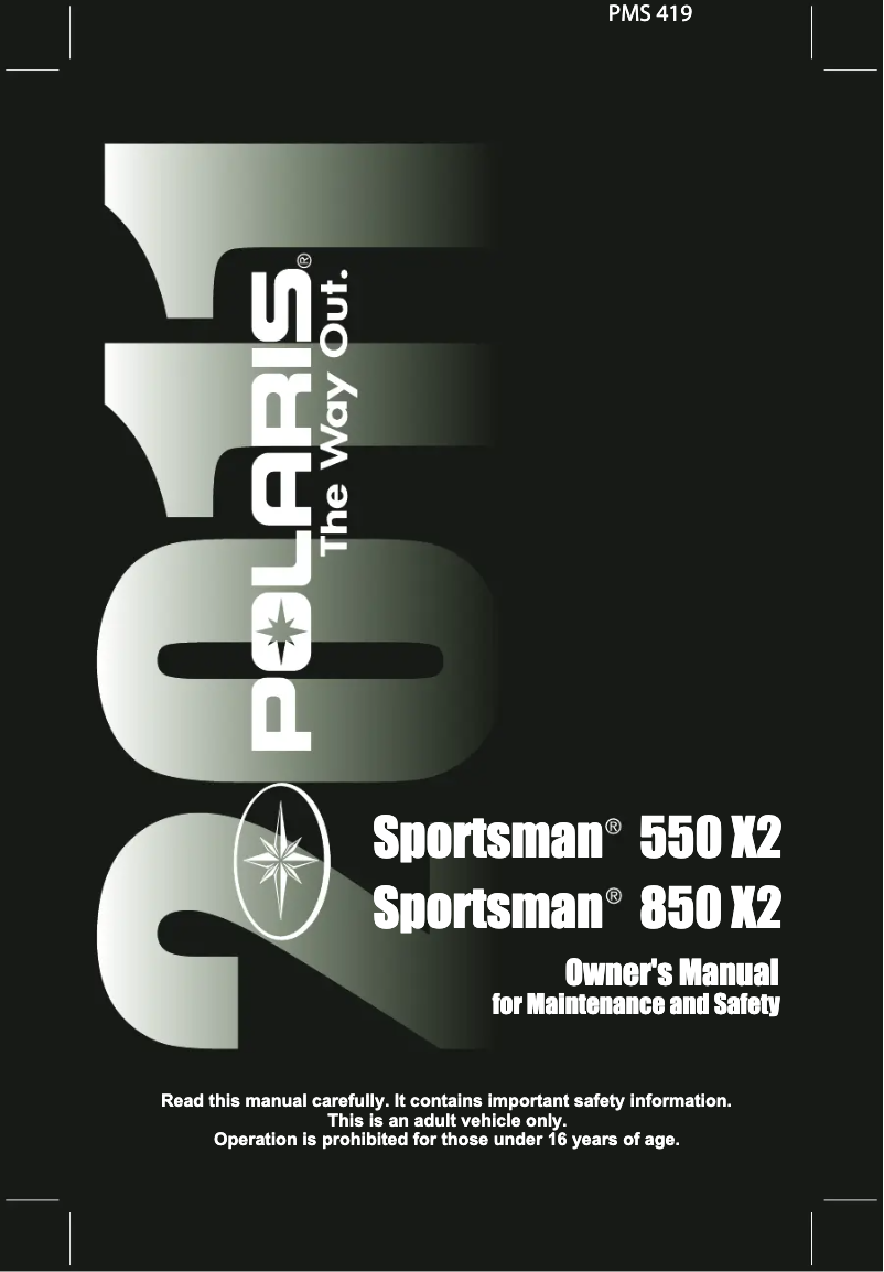 Page 1 de la notice Manuel utilisateur Polaris Sportsman 550 X2 (2011)