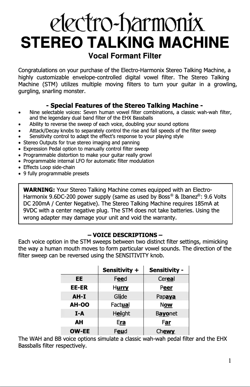 Image de la première page du manuel de l'appareil Stereo Talking Machine
