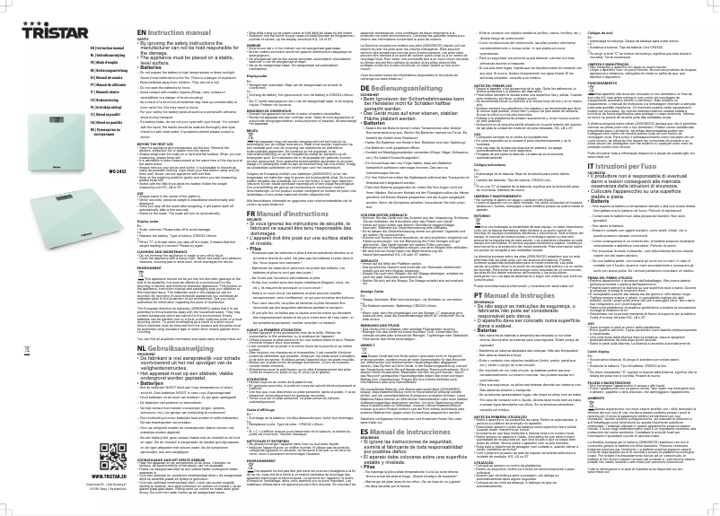 Page n°1 - Manuel utilisateur TriStar WG-2433