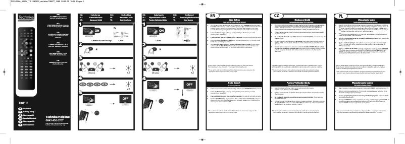 Page 1 de la notice Manuel utilisateur Technika TK81R