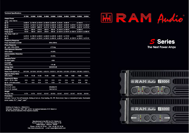 Page 1 de la notice Fiche technique Ram Audio S 1500