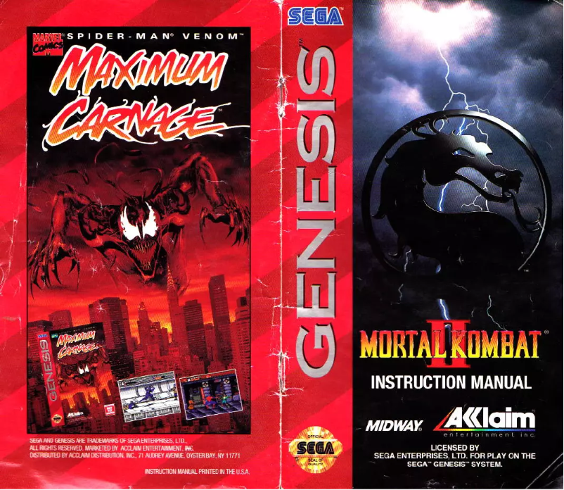 Page n°1 - Manuel utilisateur Sega Mortal Kombat II