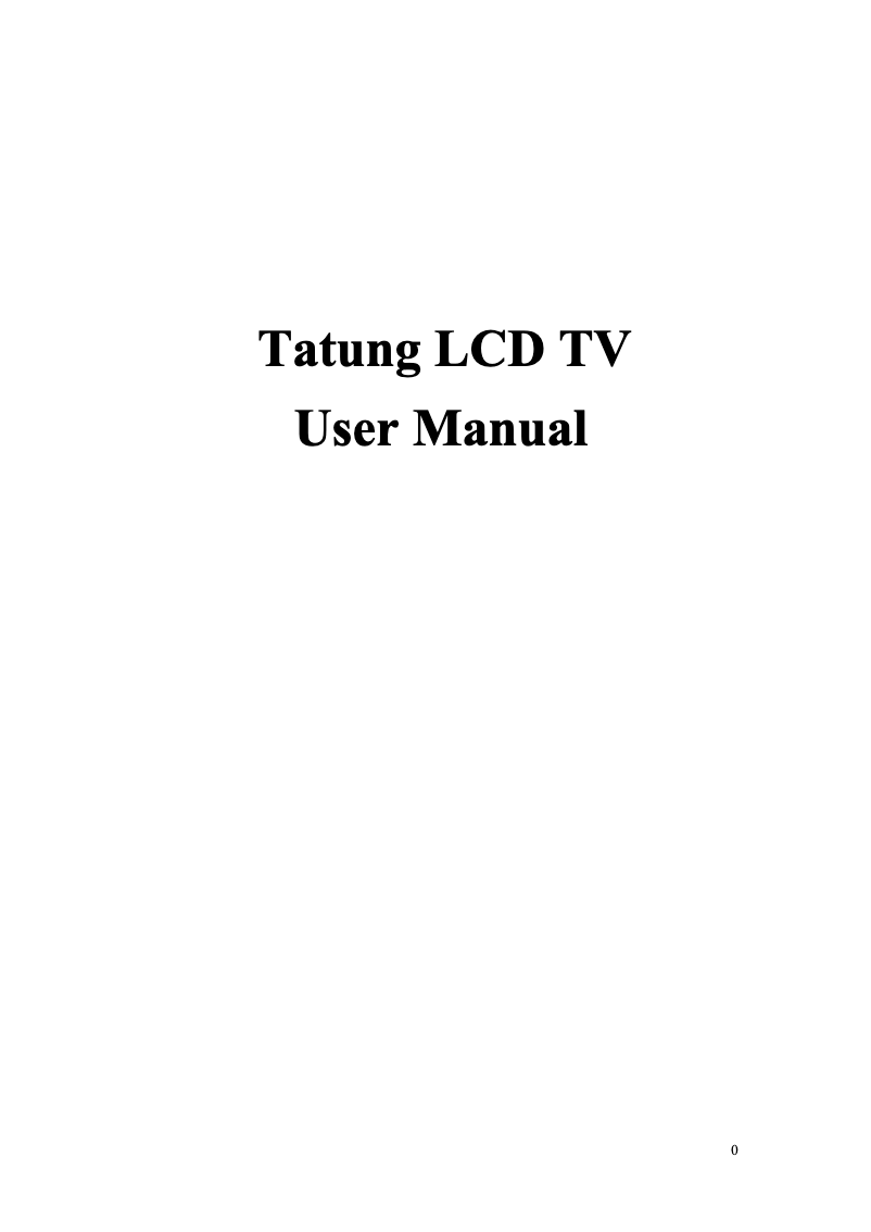 Page 1 de la notice Manuel utilisateur Tatung V32MCGI