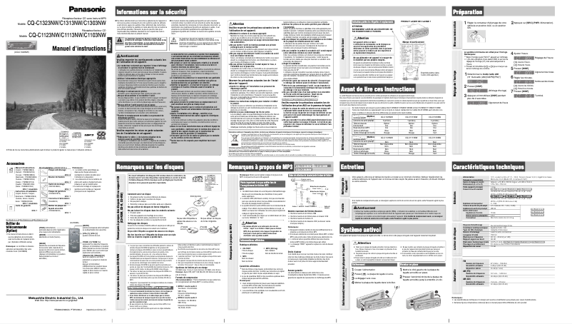Image de la première page du manuel de l'appareil CQ-1303NW