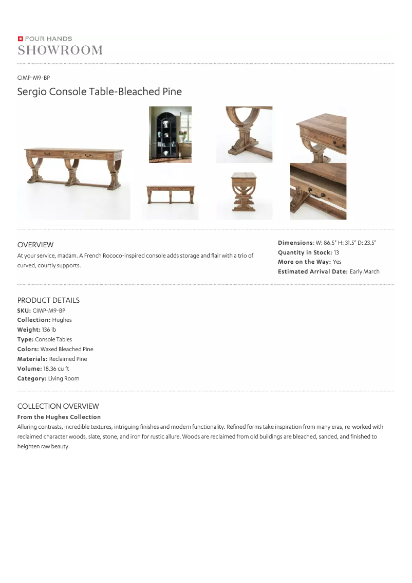 Page n°1 - Manuel utilisateur Four Hands Hughes CIMP-M9-BP