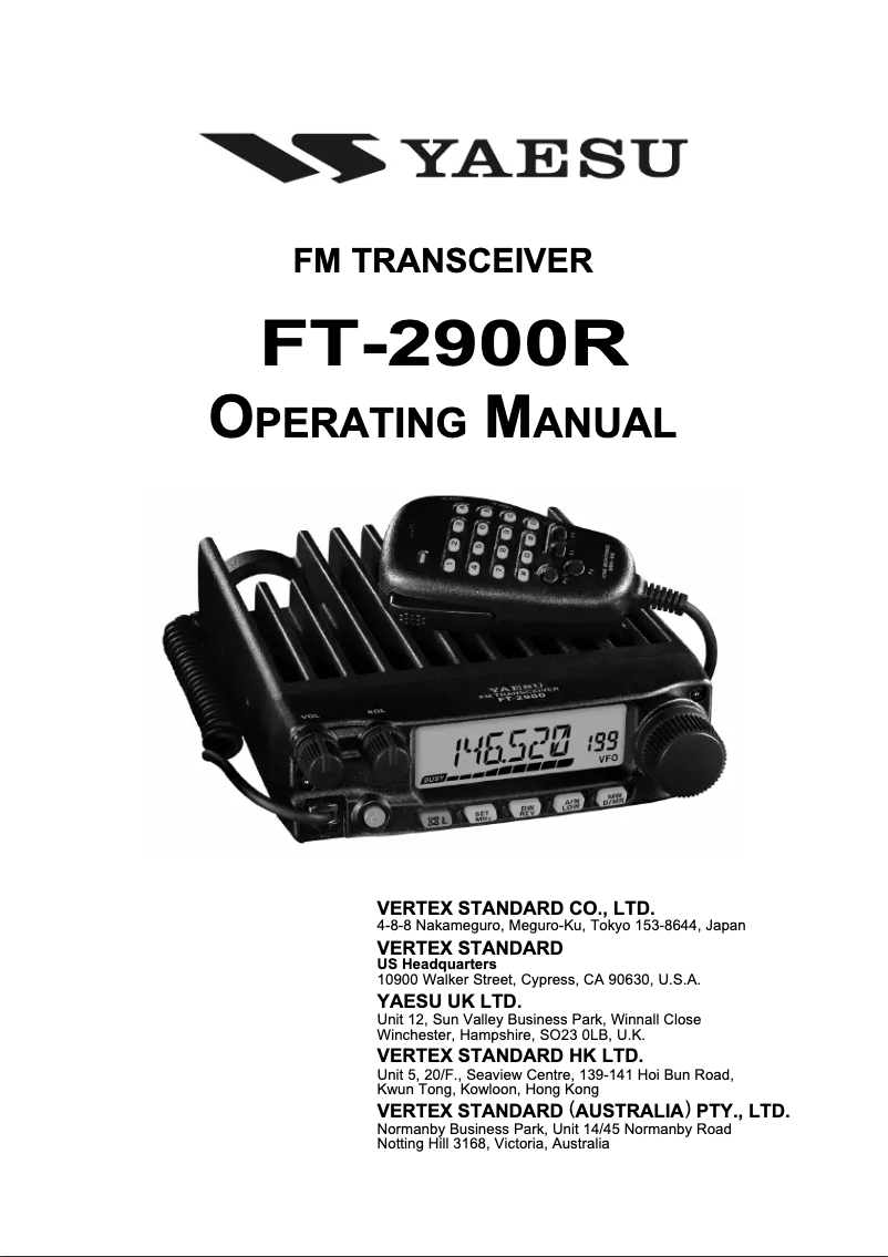 Página 1 del manual Manual de usuario Yaesu FT-2900R
