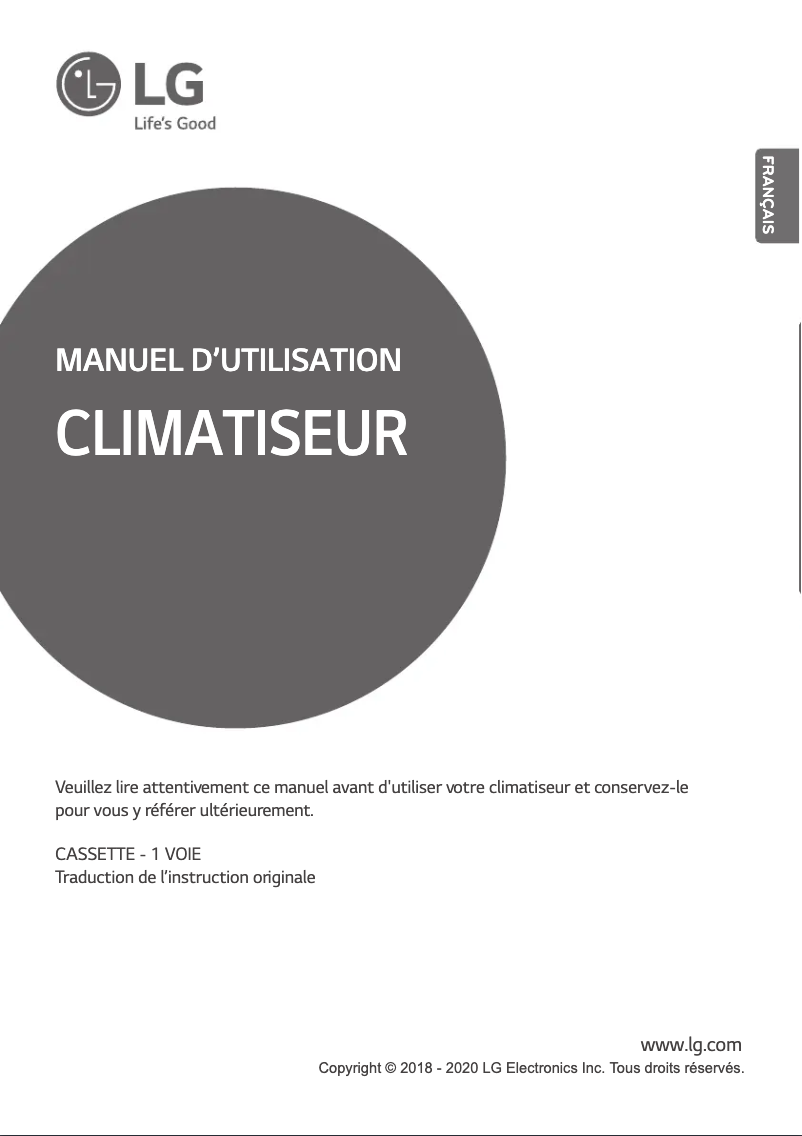 Page 1 de la notice Manuel utilisateur LG ARNU24GTTB4