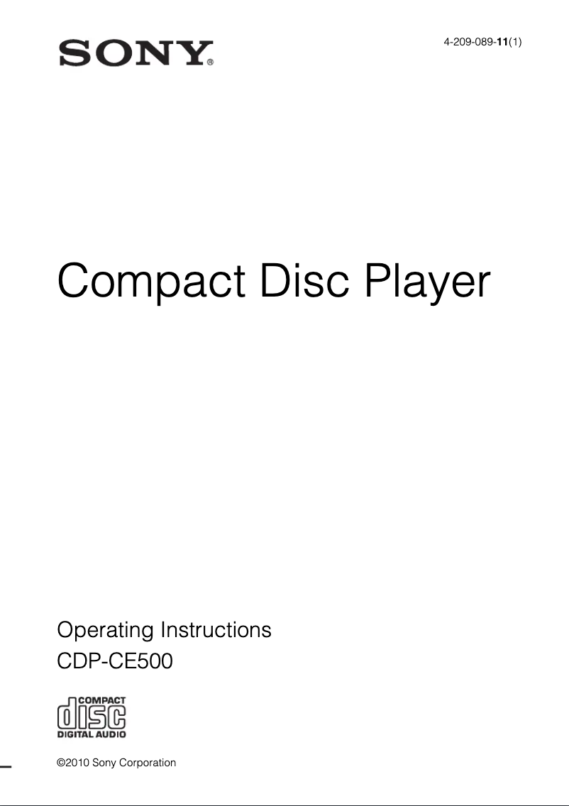 Imagen de la primera página del manual del dispositivo CDP-CE500