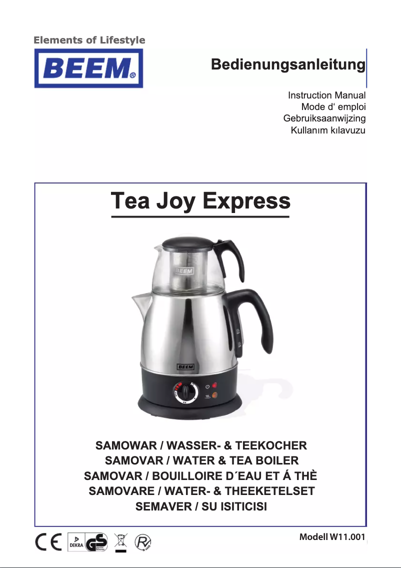Image de la première page du manuel de l'appareil Tea Joy Express W11.001