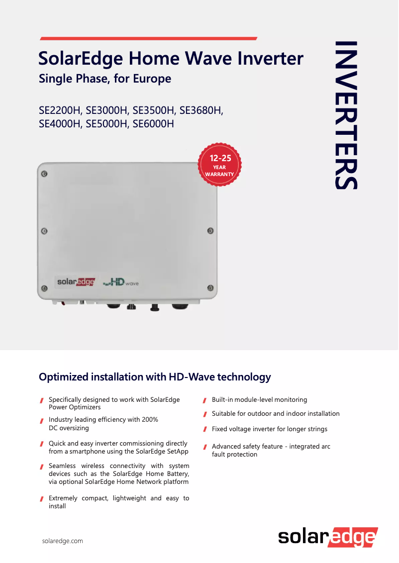 Page n°1 - Fiche technique SolarEdge SE3000H-RWS00BEO4