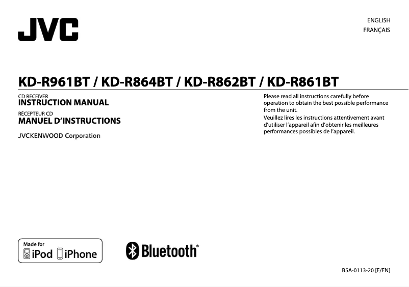 Image de la première page du manuel de l'appareil KD864BT