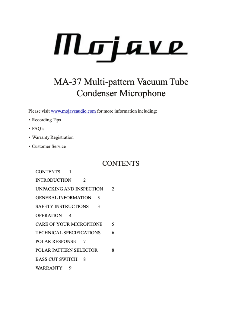 Image de la première page du manuel de l'appareil MA-37