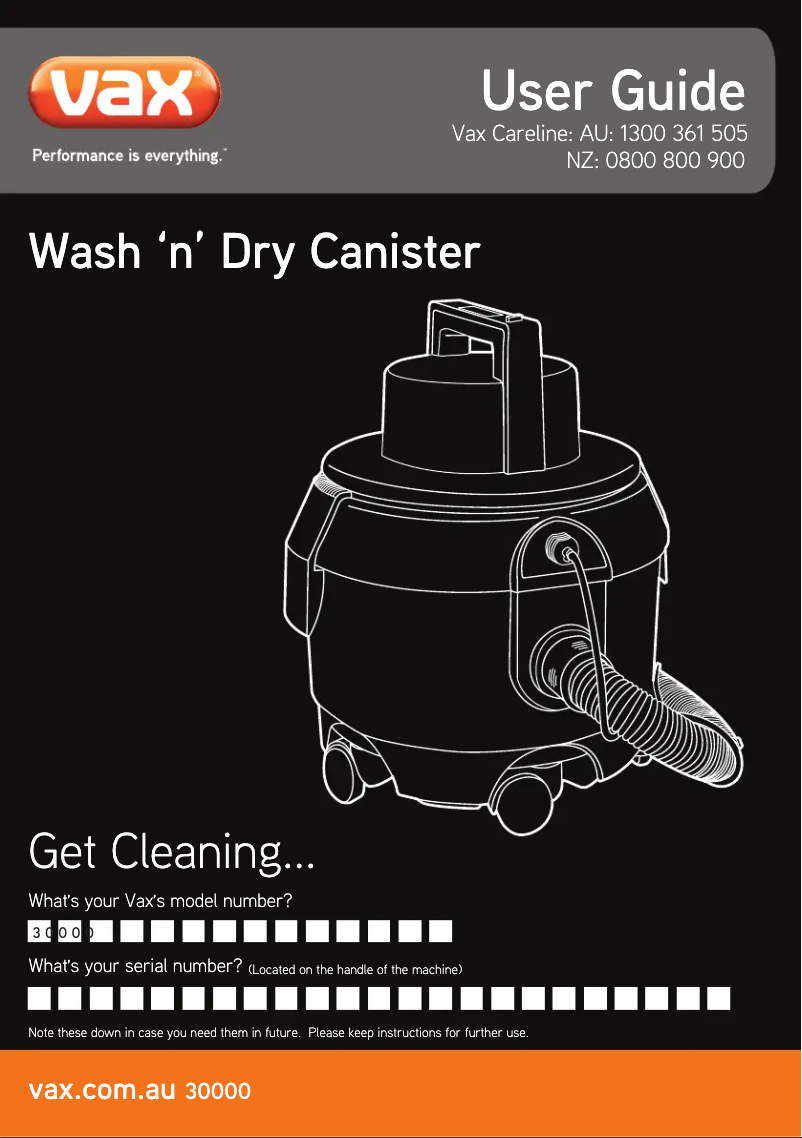 Página 1 del manual Manual de usuario Vax Wash 'n' Dry 30000