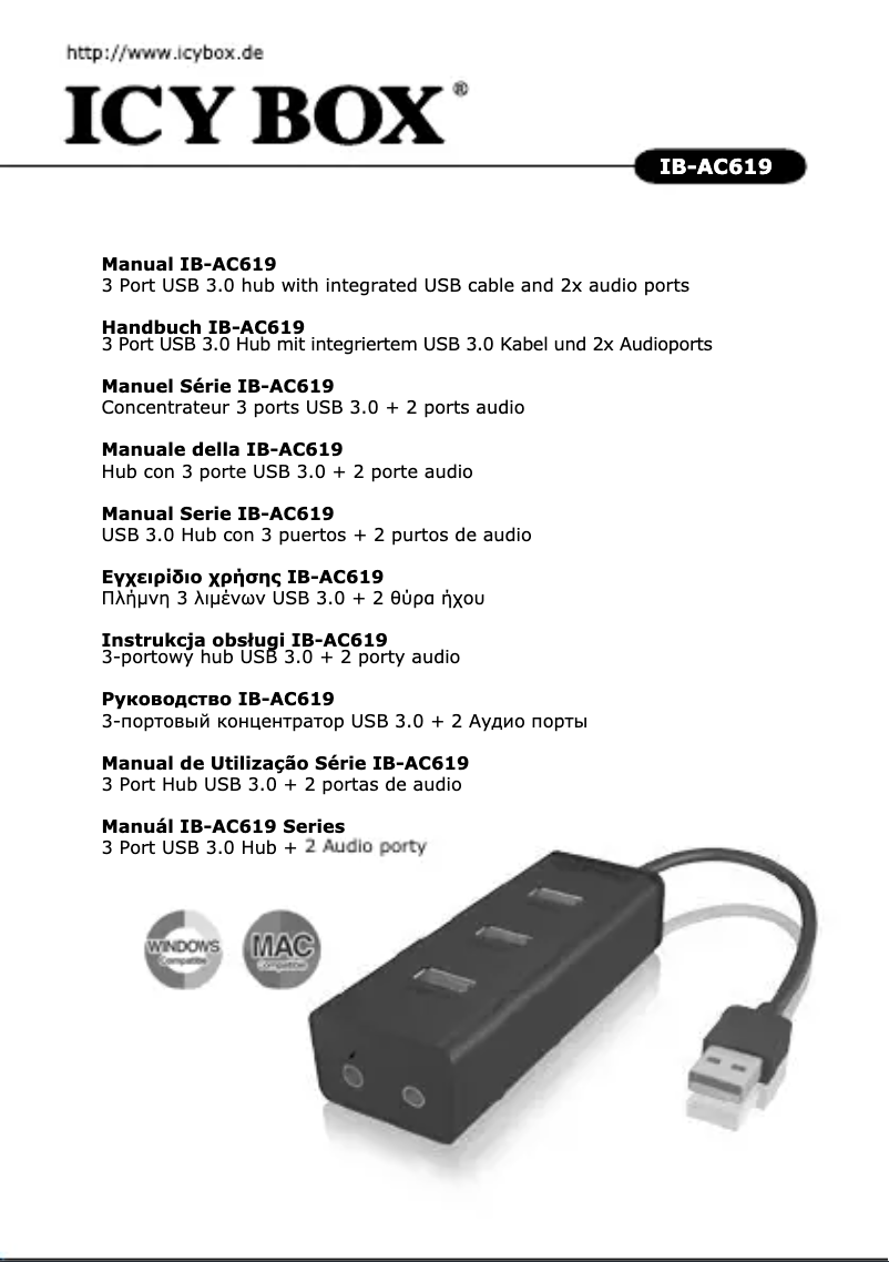 Página 1 del manual Manual de usuario Icy Box IB-AC619