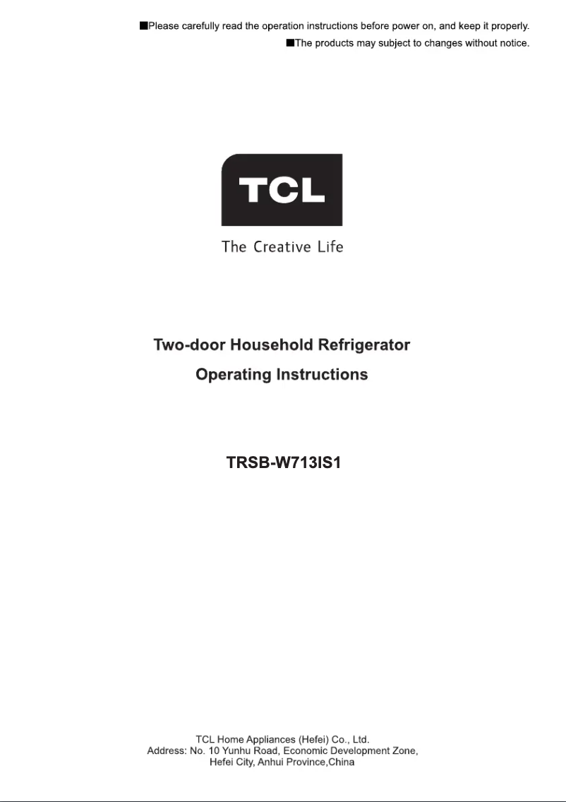 Page 1 of the manual User Manual TCL TRSB-W714IGB1