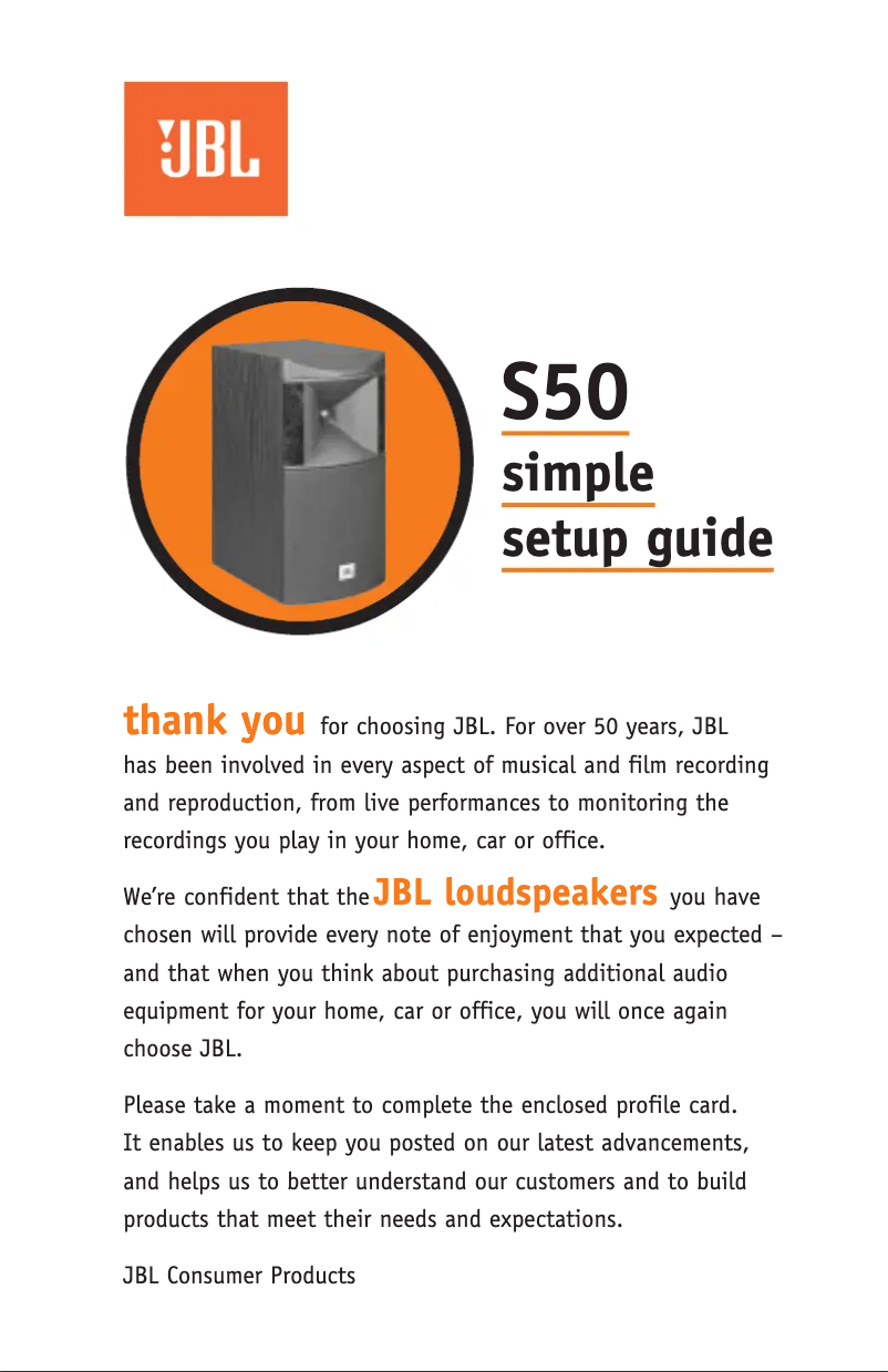 Page n°1 - Manuel utilisateur JBL S50