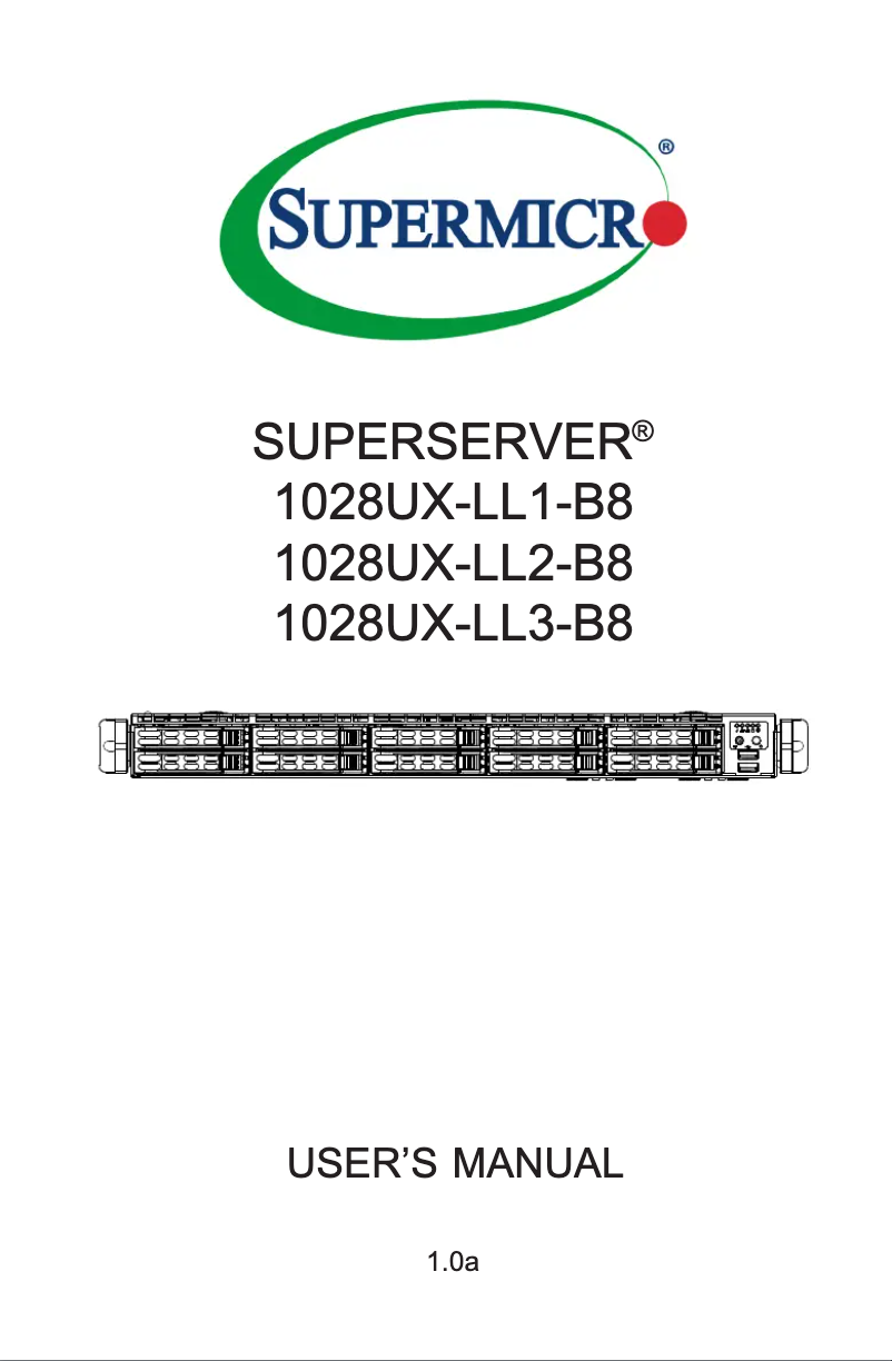 Page 1 de la notice Manuel utilisateur Supermicro SuperServer 1028UX-LL2-B8