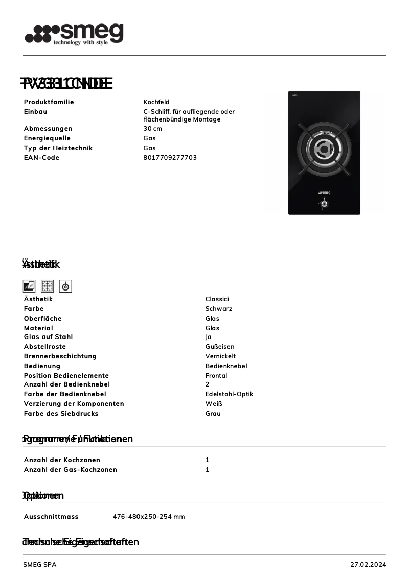 Page n°1 - Manuel utilisateur Smeg PV331CNDE