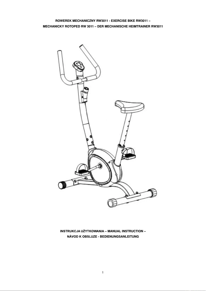 Page n°1 - Manuel utilisateur One Fitness RW3011