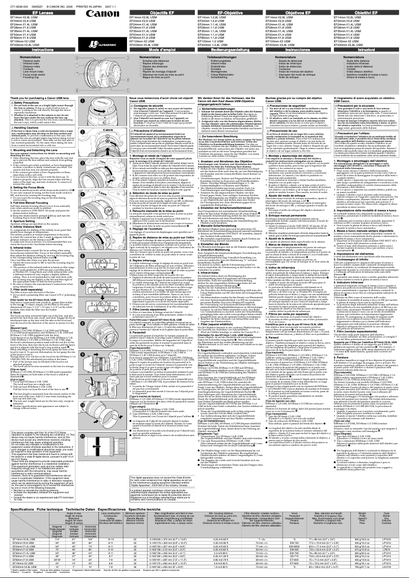 Page 1 de la notice Manuel utilisateur Canon 2515A025