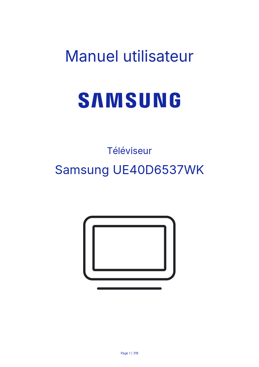 Image de la première page du manuel de l'appareil UE40D6537WK