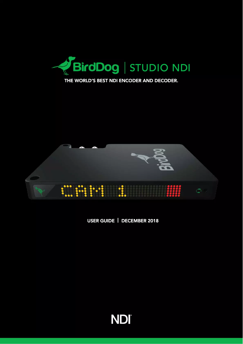 Page 1 de la notice Manuel utilisateur BirdDog Studio NDI