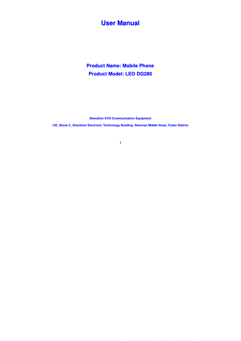 Image de la première page du manuel de l'appareil Leo DG280