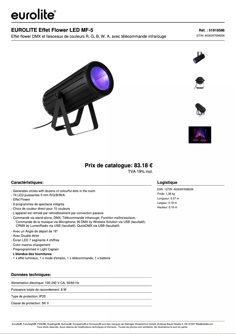 Image de la première page du manuel de l'appareil LED MF-5