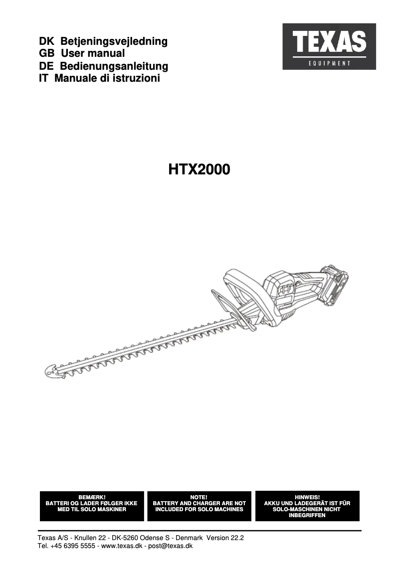 Image de la première page du manuel de l'appareil HTX2000