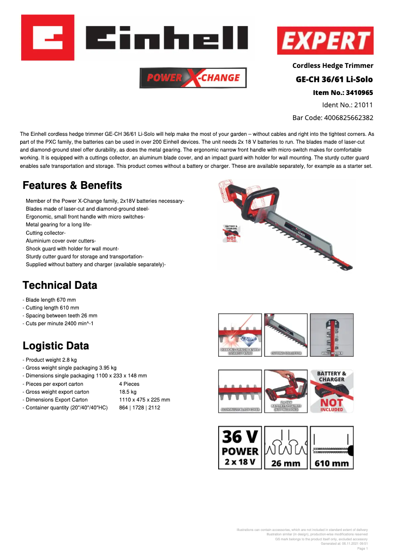 Image de la première page du manuel de l'appareil GE-CH 36/61 Li