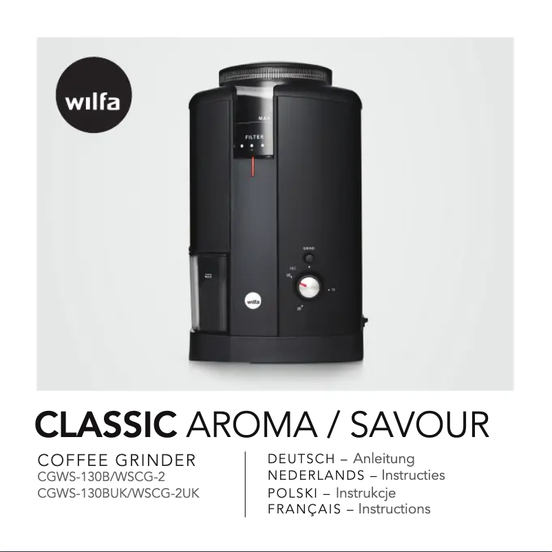 Page 1 de la notice Manuel utilisateur Wilfa Svart Nymalt WSCG-2