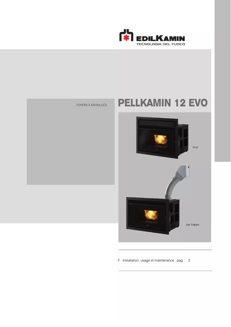 Page 1 de la notice Manuel utilisateur Edilkamin PELLKAMIN 12 EVO